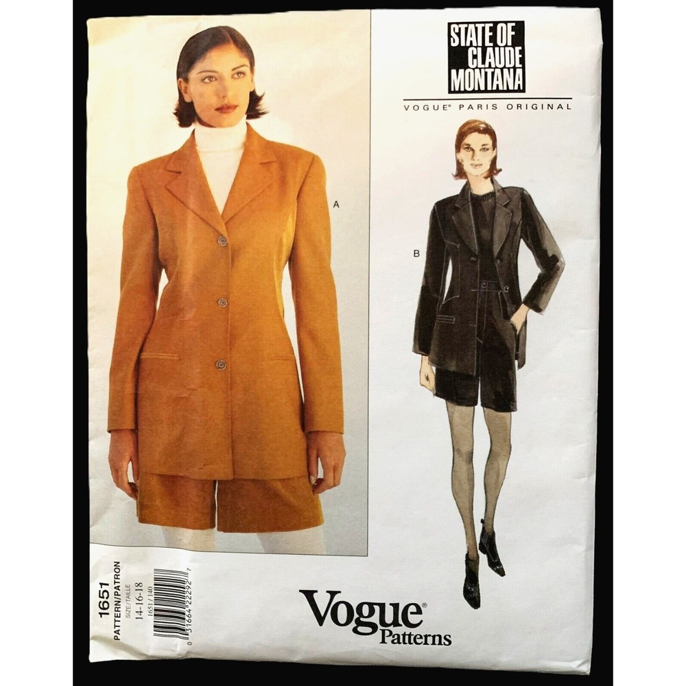 Vogue Paris CLAUDE MONTANA 1651 Design JACKET Meets WALKING SHORTS 14-16-18 UCFF